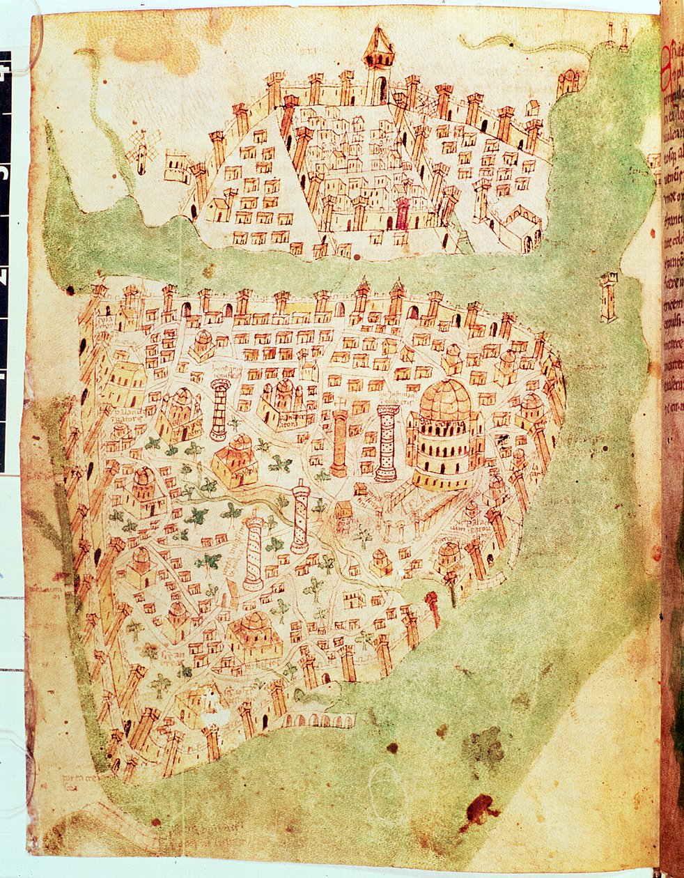Puuvilla Vespasianus A. XIII, f.36v: Konstantinopolin kartta, n.1450 (vellum) tekijältä Italian School