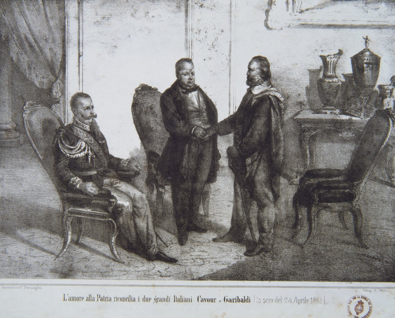 Garibaldin ja Cavourin välinen kirkolliskokous 24. huhtikuuta 1861 tekijältä Italian School