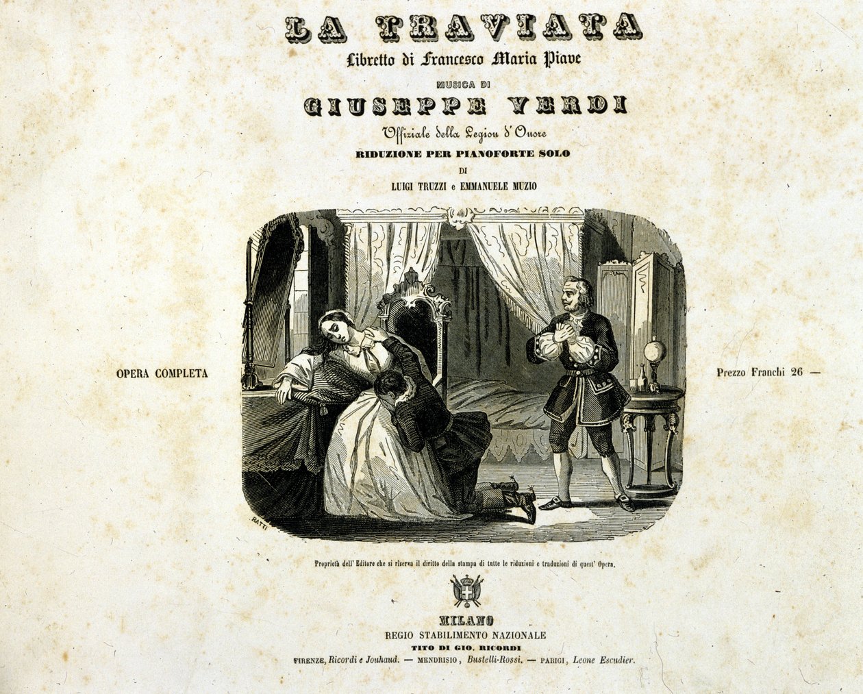 Giuseppe Verdin "La Traviata" -kirjan kansi tekijältä Italian School
