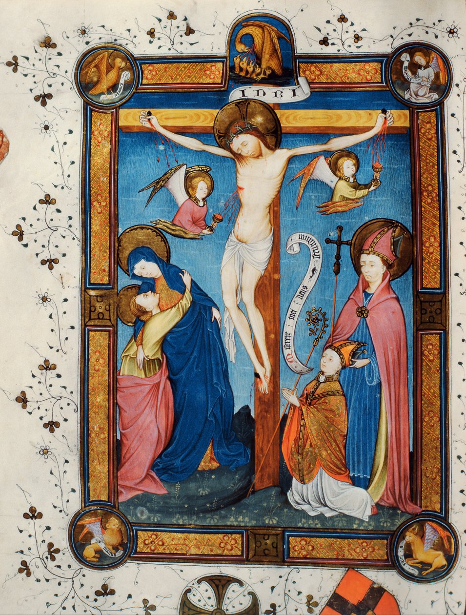 Ristiinnaulitseminen, kuvitus Mestari Pancratinon messalista, n. 1430 (vellum) tekijältä Italian School
