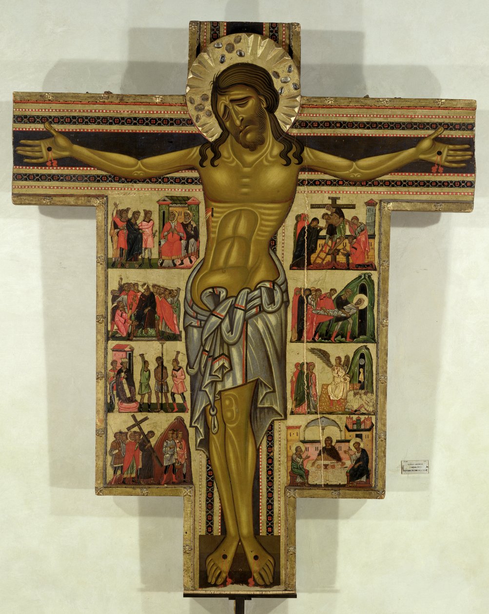 Ristiinnaulitseminen ja tarinat intohimosta, Luccan koulu (tempera paneelissa) tekijältä Italian School