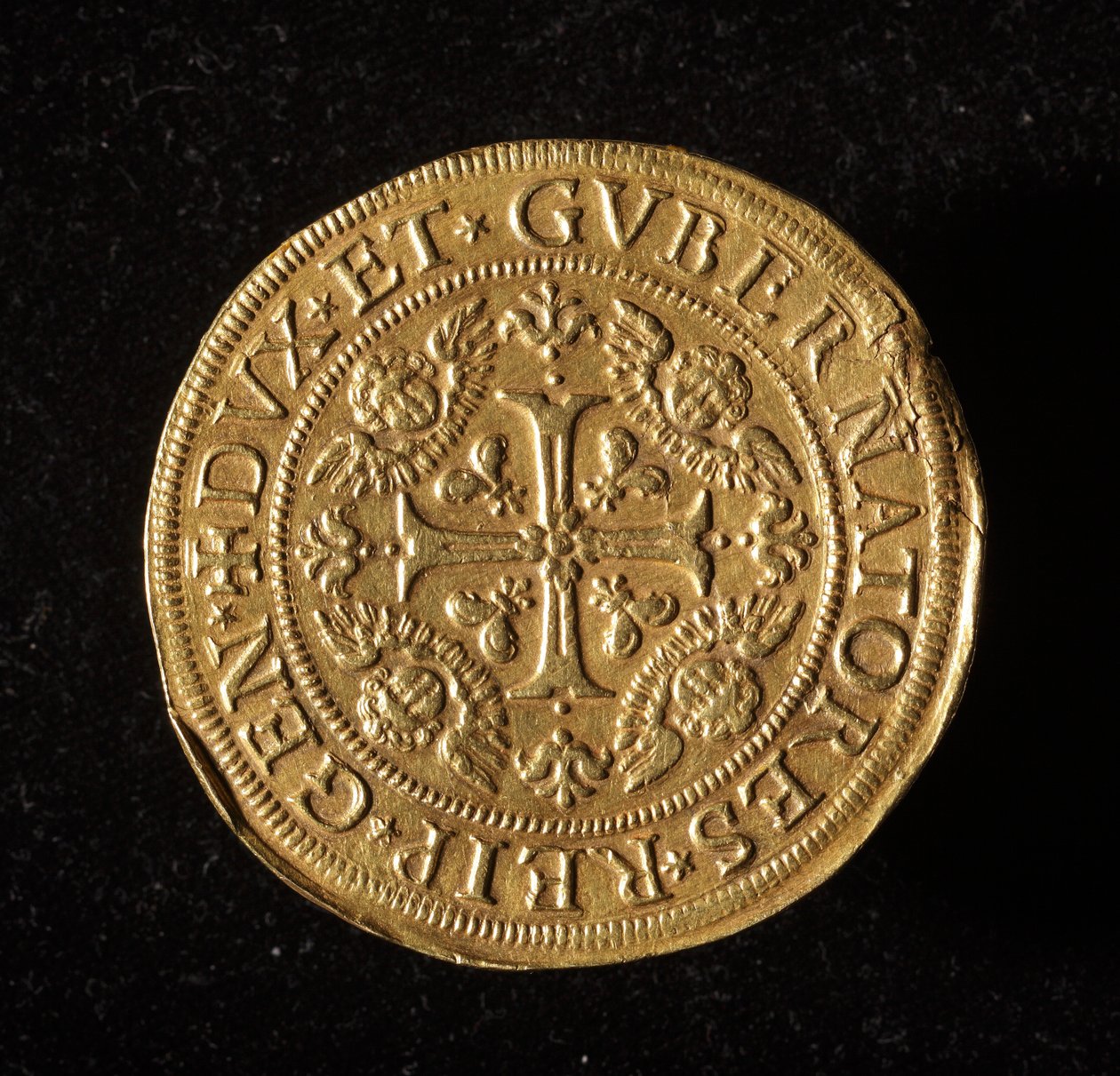 Geenien tasavallan valuutta: 12,5 kultainen kaksoiskolikko. Halkaisija 61 mm. 1656. Edessä. Strada Nuovan geenimuseot (inv. 6453) tekijältä Italian School