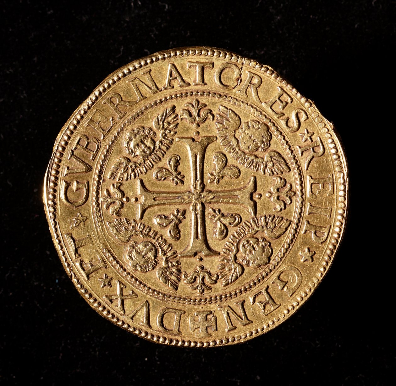 Geenitasavallan valuutta: 20 kultaa. Halkaisija 58 mm. 1645. Edessä. Genes Musei di Strada Nuova (inv, M7097) tekijältä Italian School