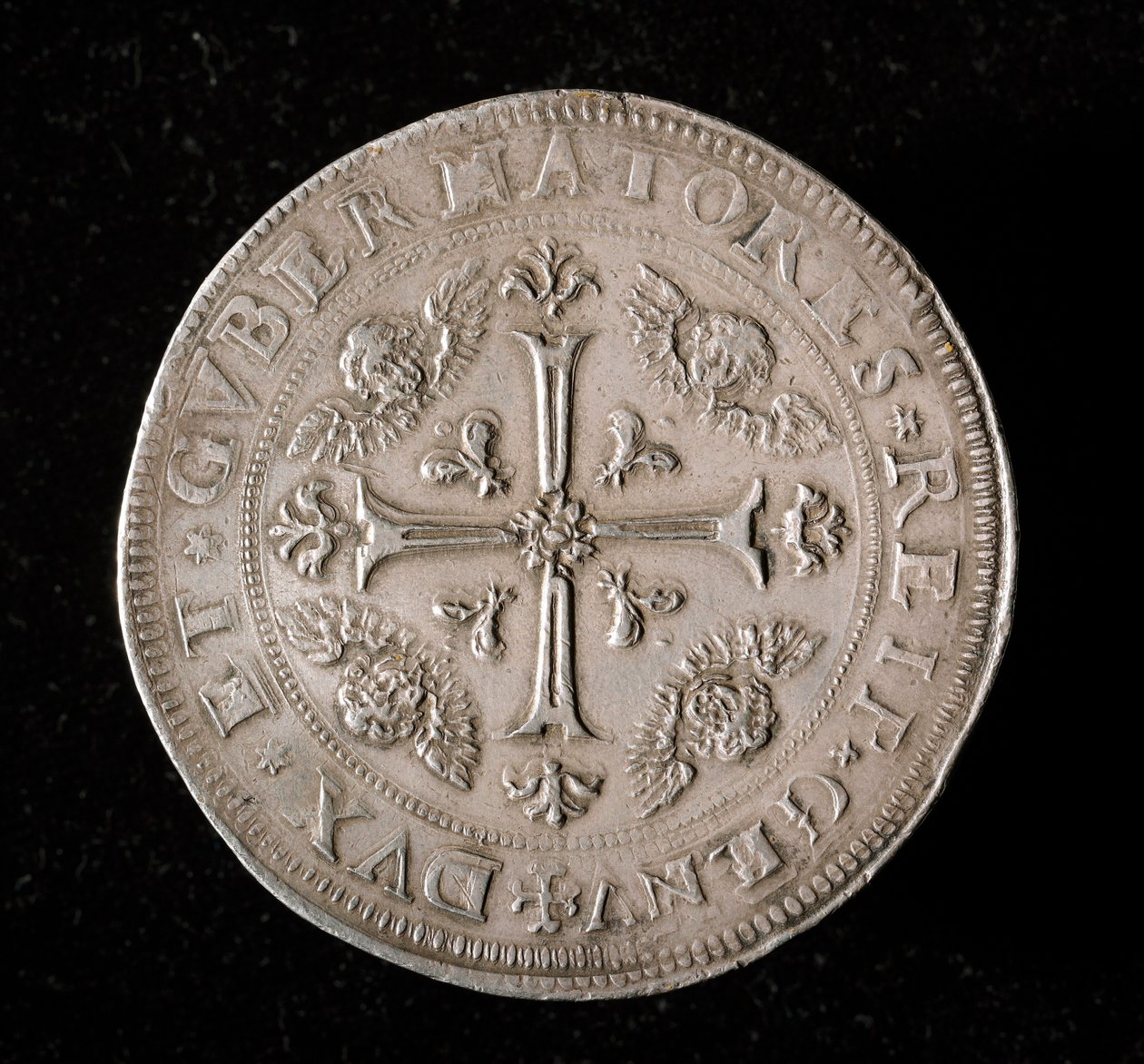 Geenien tasavallan valuutta: kuuden ecun hopearaha. Halk. 61,5 mm. 1715. Takaisin. Genes Musei di Strada Nuova (inv, M7156) tekijältä Italian School