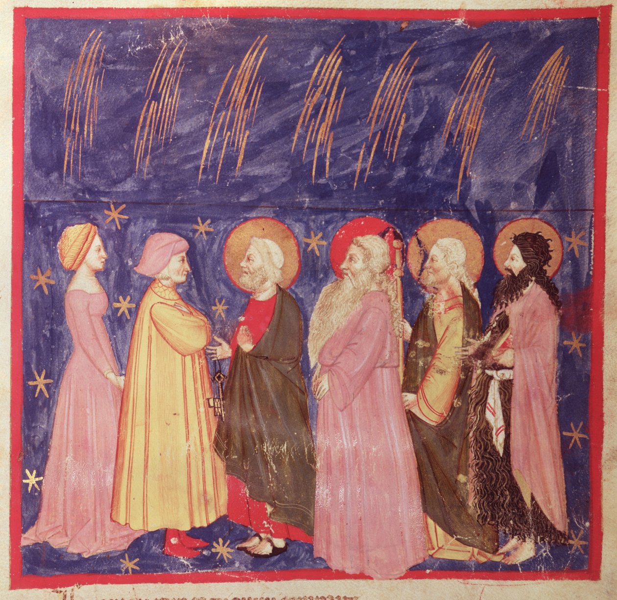 Dante ja Beatrice paratiisin pyhien kanssa Dante Alighierin (1265-1321) jumalallisesta komediasta tekijältä Italian School