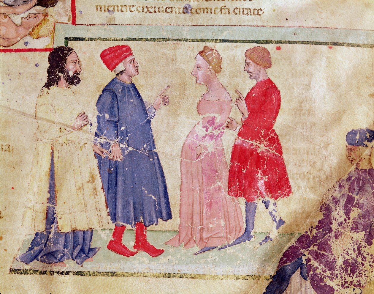 Dante ja Vergilius (70-19 eKr.) Francesca da Riminin ja Paolo Malatestan kanssa Dante Alighierin (1265-1321) jumalallisesta komediasta tekijältä Italian School