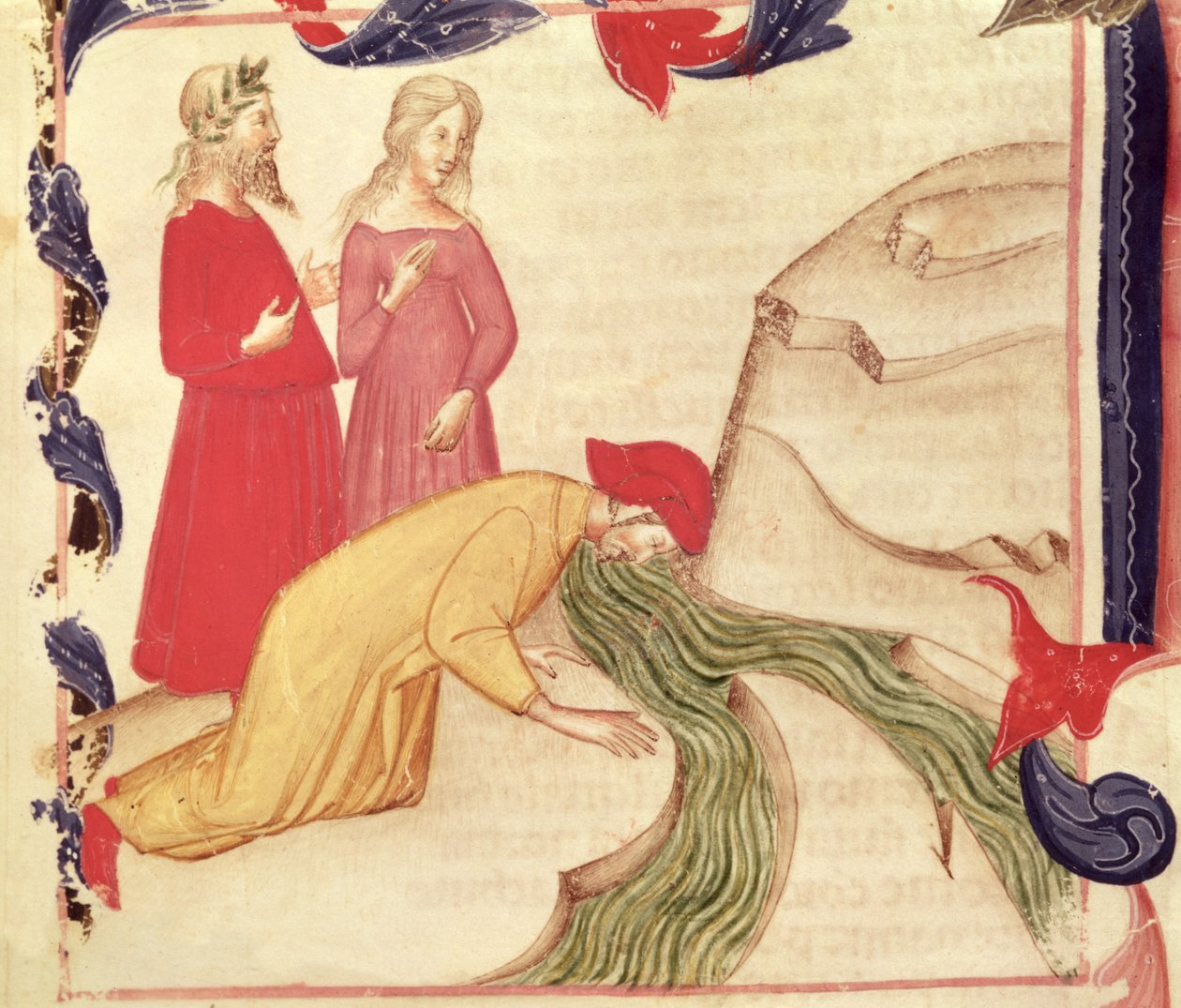 Dante puhdistaa itsensä ennen paratiisiin pääsyä Dante Alighierin (1265-1321) jumalallisesta komediasta tekijältä Italian School