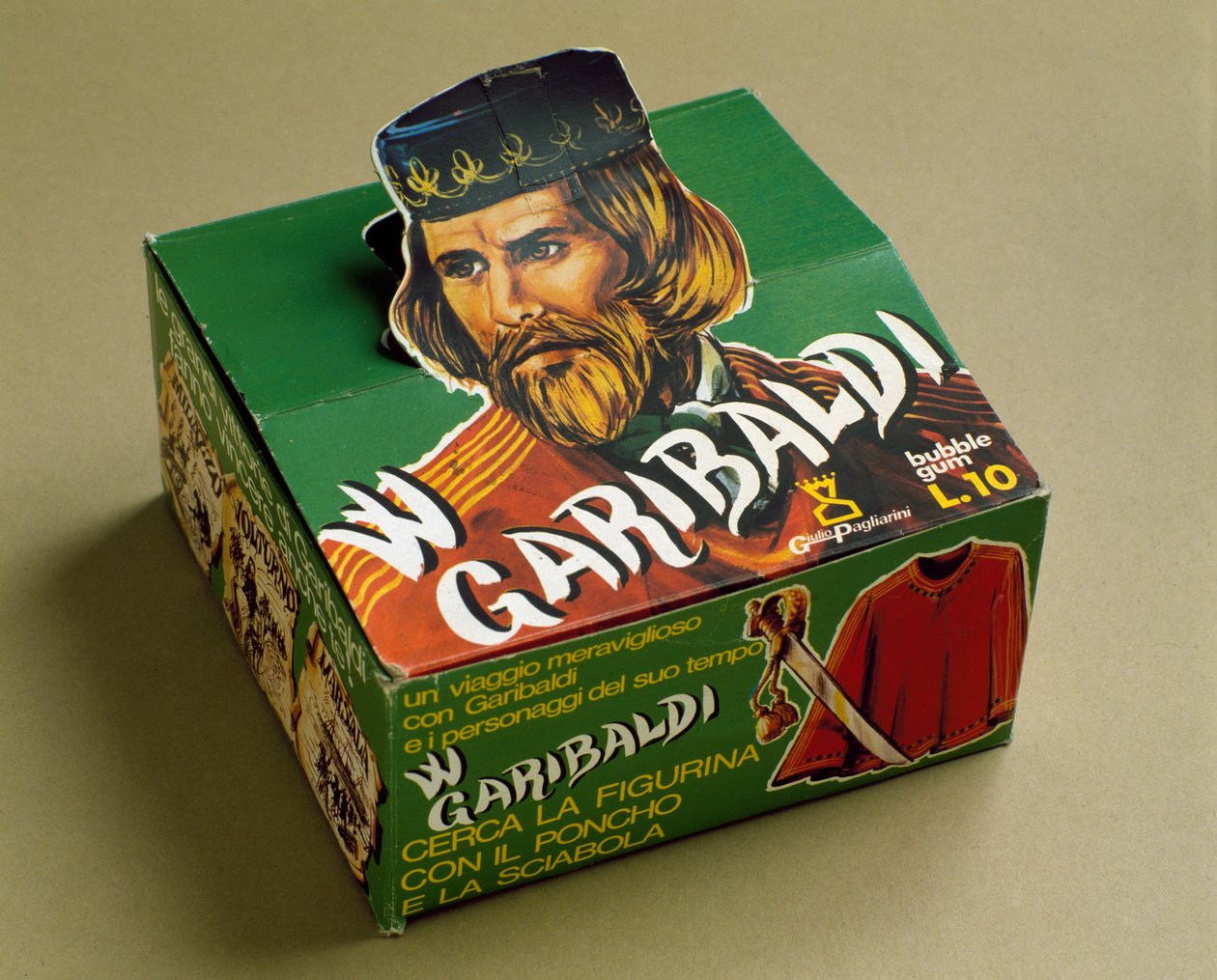 Johdannaistuotteet: purukumirasia, jossa on Giuseppe Garibaldin kuva. tekijältä Italian School