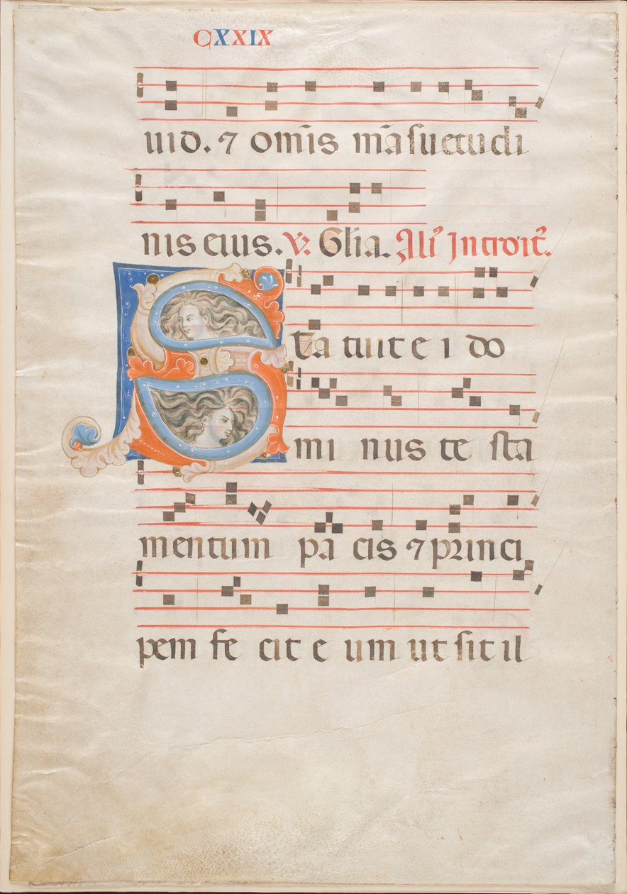 Double Leaf Gradualista, n. 1325 (mustetta, temperaa ja kultalehtiä perunakalvolla) tekijältä Italian School