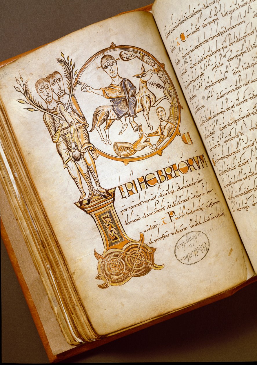 Sisäänkäynti Jerusalemissa Käsikirjoitus Bolognan koulusta. (MS.123-Foglio 54 v) 1000-luvun Rooma, Biblioteca Angelica tekijältä Italian School