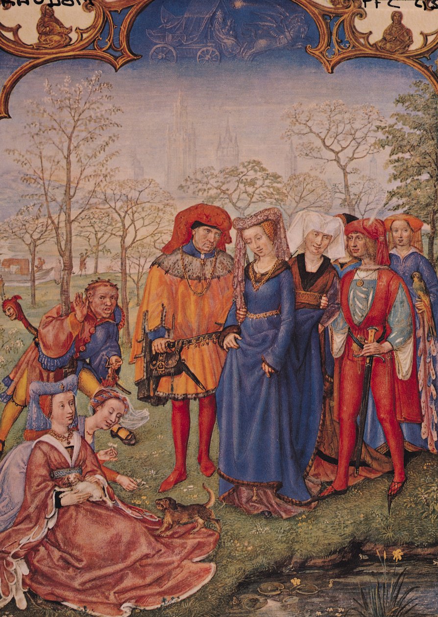 F.4v Huhtikuu: Hääkulkue, Brevarium Grimanista tekijältä Italian School