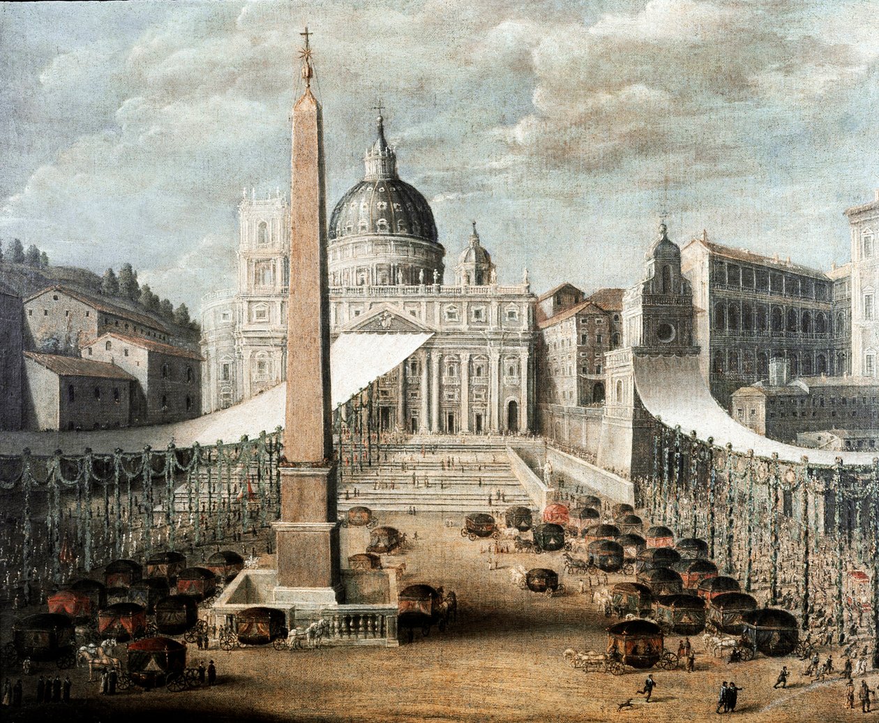 Corpus Christin juhla Pyhän Pietarin aukiolla Roomassa (maalaus tekijältä Italian School