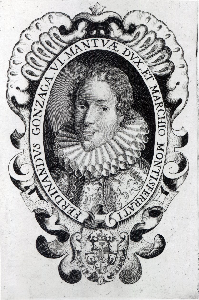 Ferdinando Gonzaga, Mantovan herttua (kaiverrus) (bw kuva) tekijältä Italian School