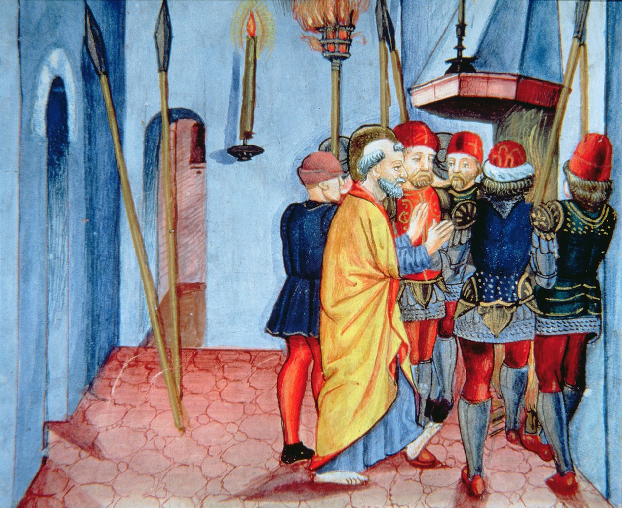 Fol.107v Pietari kieltää Kristuksen (vellum) tekijältä Italian School