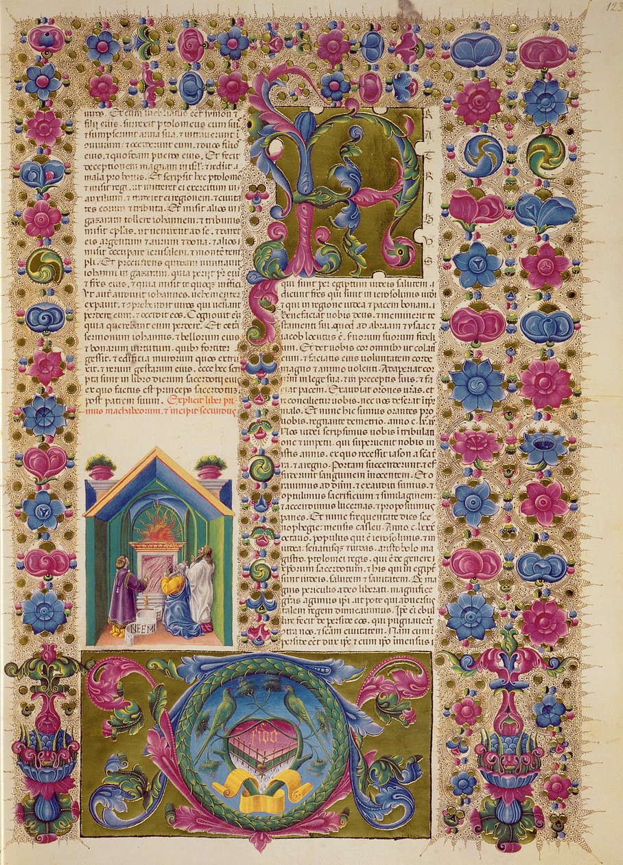 Fol.123r Toisen Makkabien kirjan avaaminen Borso d