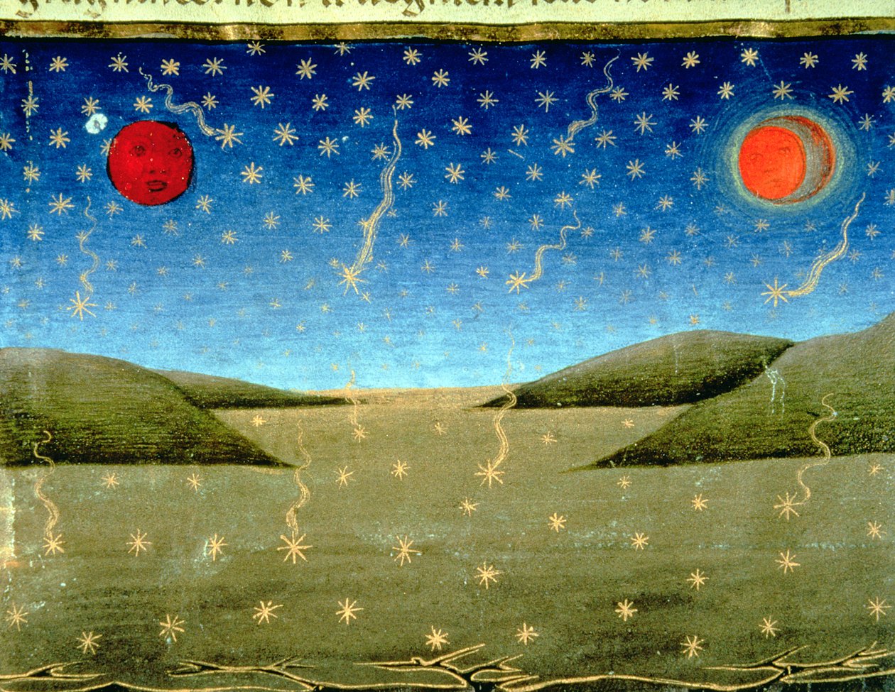 Fol.149va Viimeinen tuomio: Tähdet putoavat ja kaikki kääntyy ylösalaisin (vellum) tekijältä Italian School