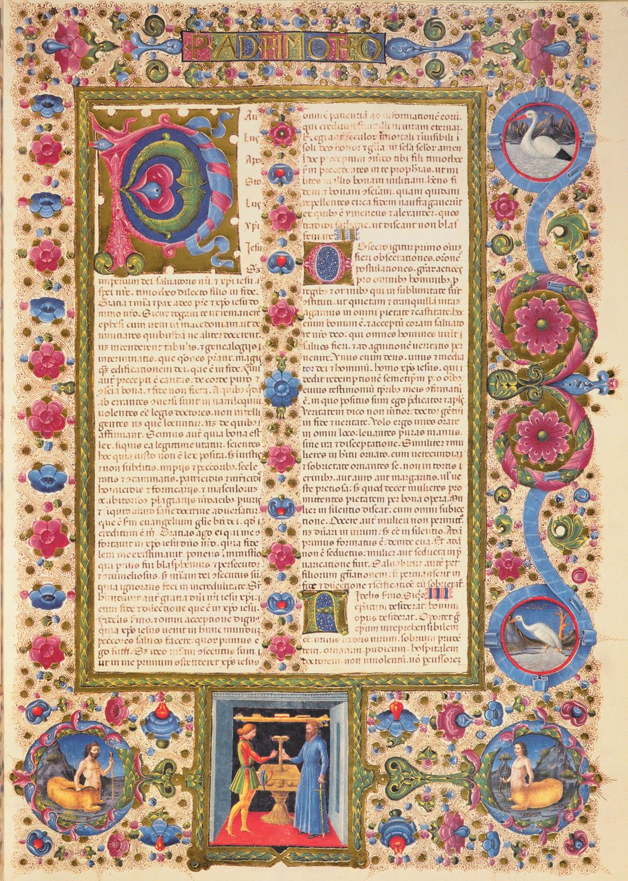 Fol.208r Carta de Sant Pau a Timoteu, de la Bíblia Borso d