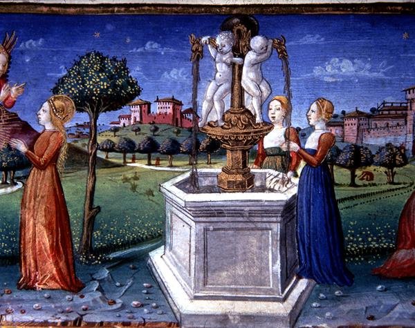 Fol.34v Arkkienkeli Rafael vierailee Marialla (vellum) tekijältä Italian School