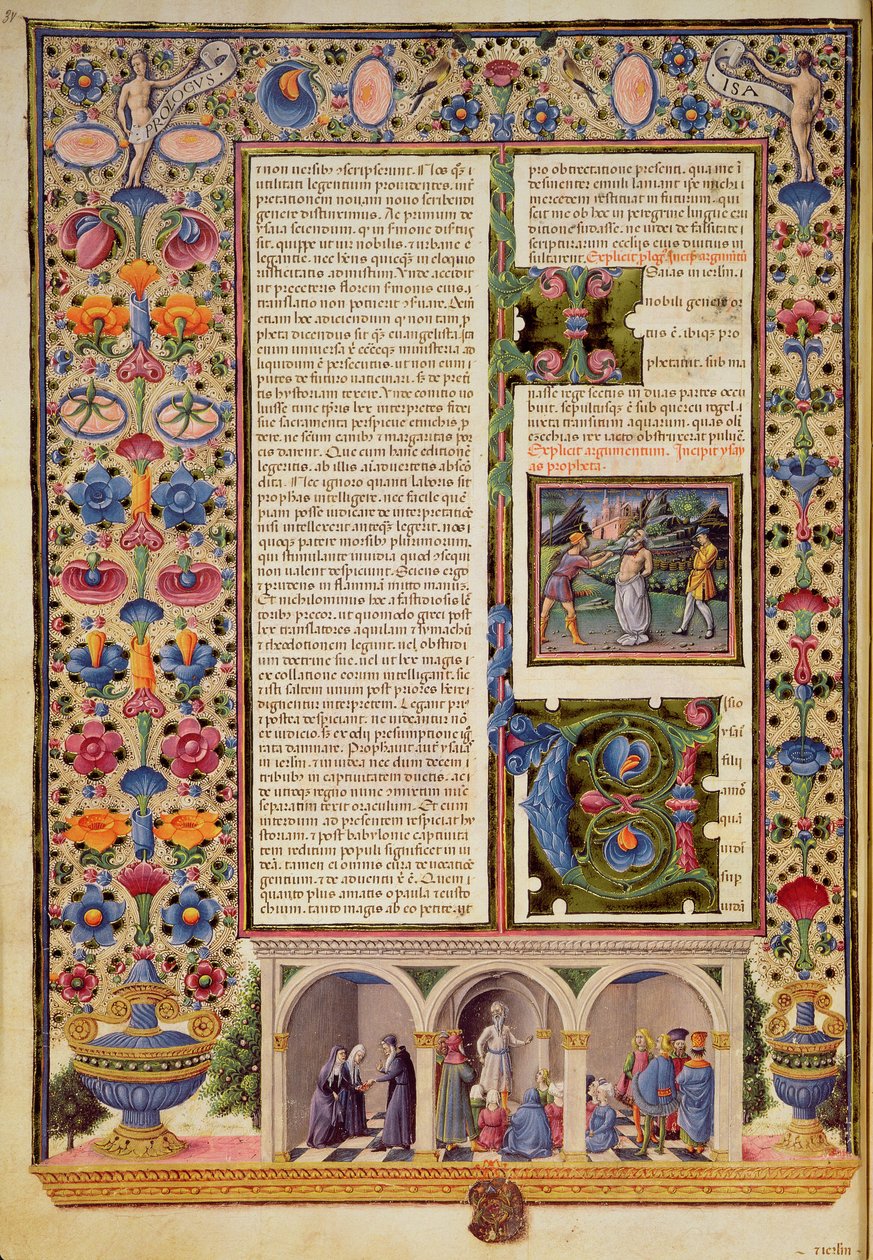 Fol.3v Prologi Profeettojen kirjaan (Jesaiah), Borso d