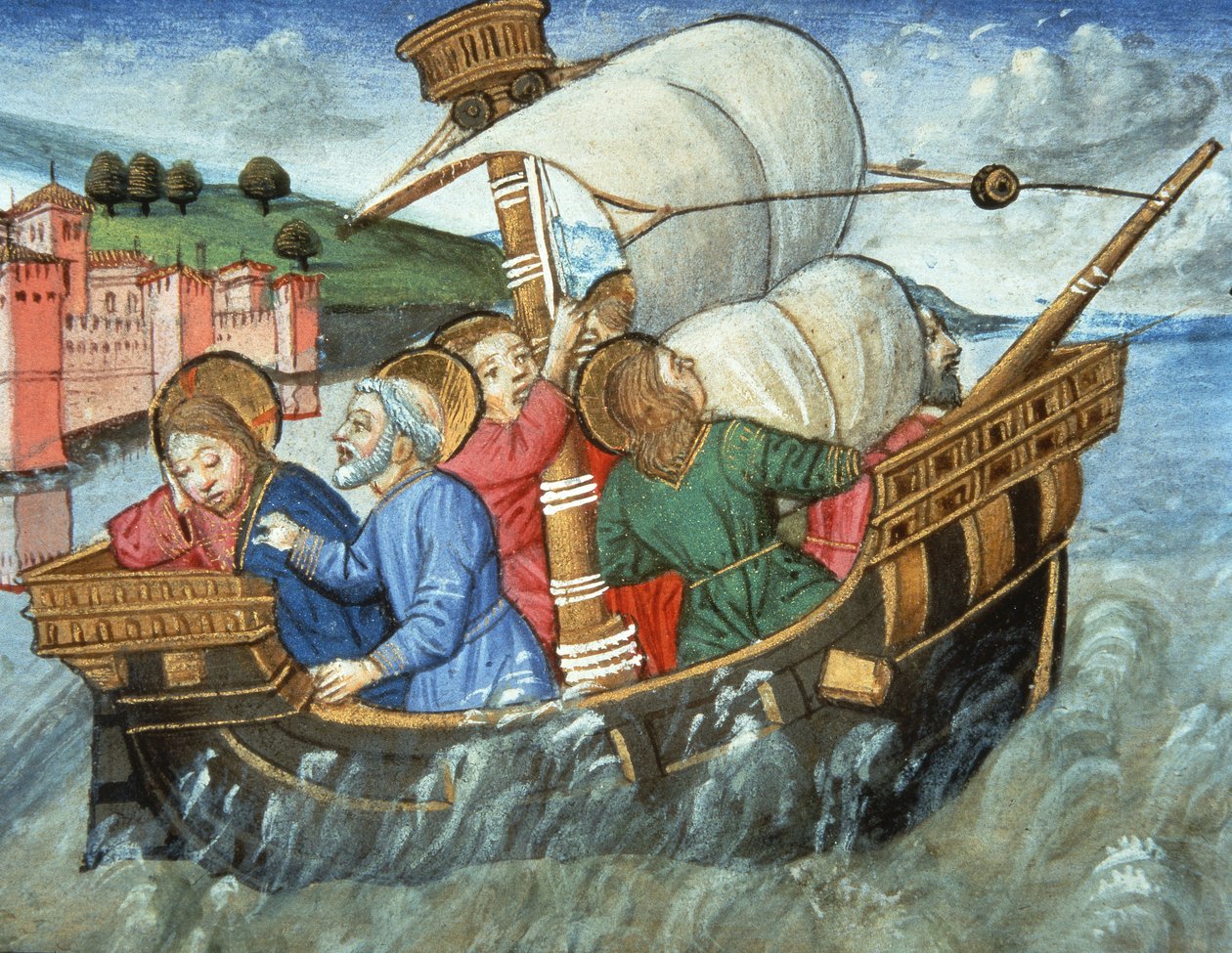 Fol.49v Myrsky Tiberianmerellä (vellum) tekijältä Italian School