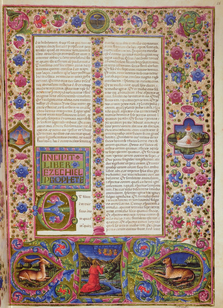 Fol.56r Hesekielin kirjan avaus Borso d