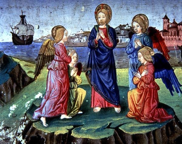 Fol.83r Kristusta suojelee enkelipiiri (vellum) tekijältä Italian School