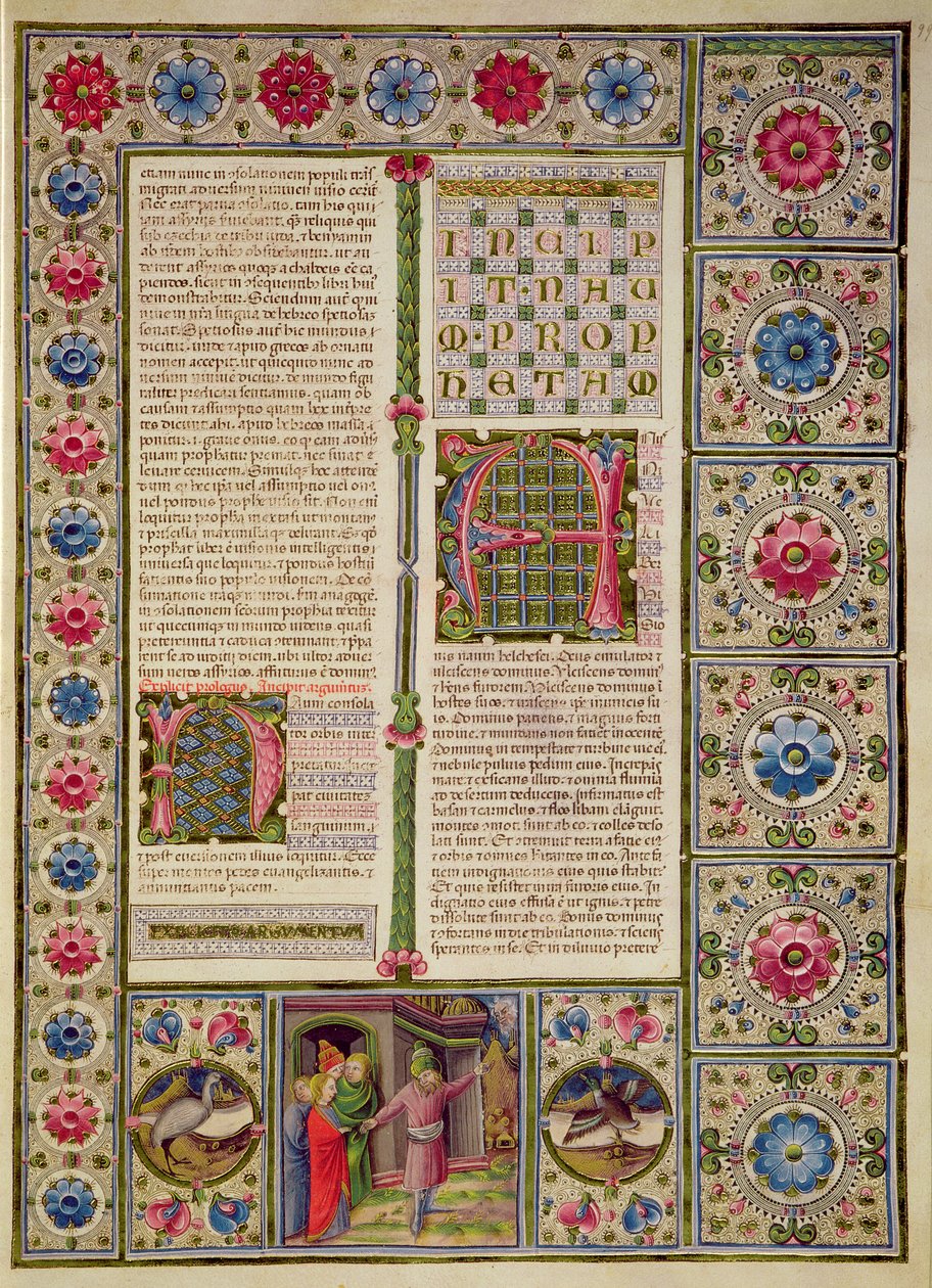 Fol.99r Profeetta Naumin kirjan avaus Borso d