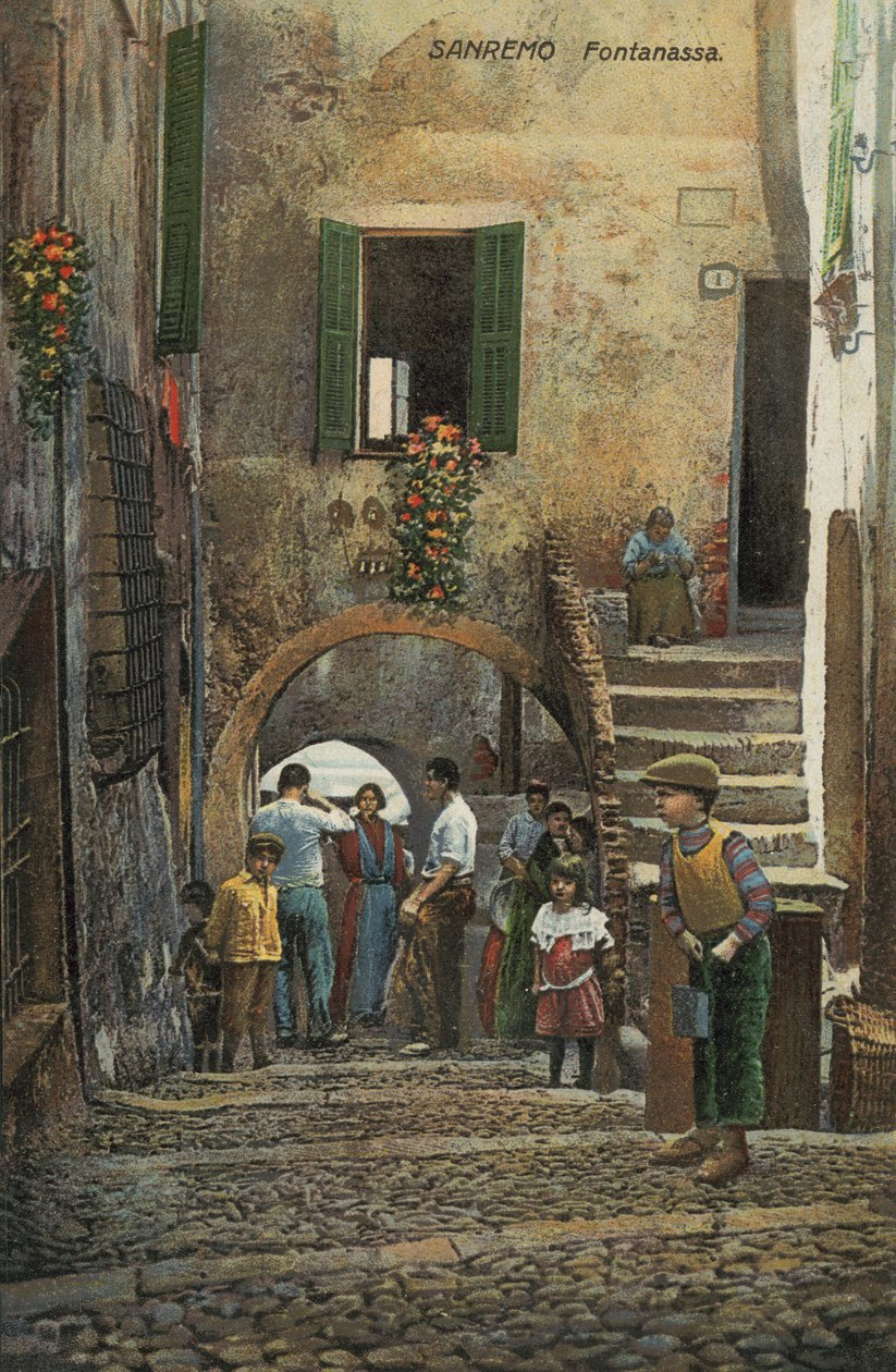 Fontanassa, San Remo, Italia (värilitografia). tekijältä Italian School