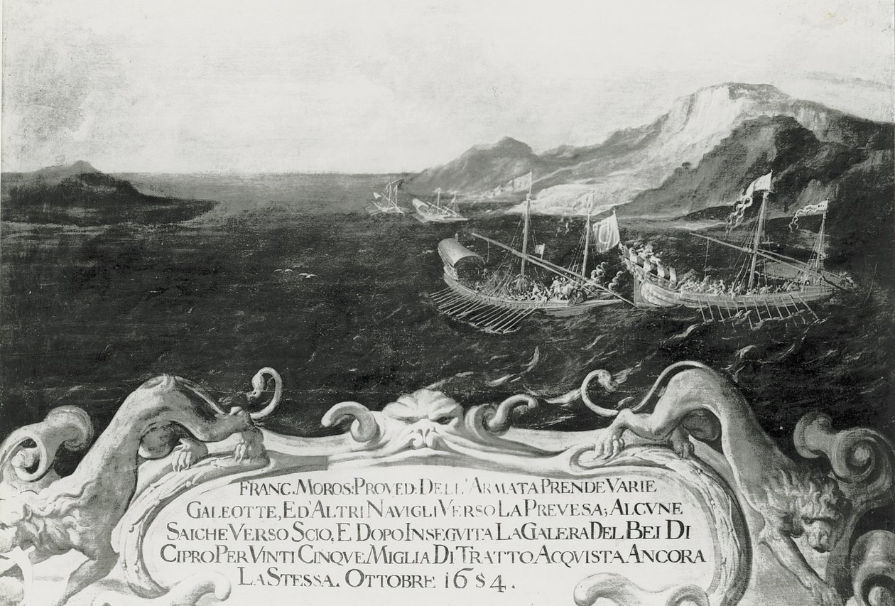 Francesco Morosini (1618-94) Kyproksen edustalla tapahtuneessa tapahtumassa 1654 tekijältä Italian School