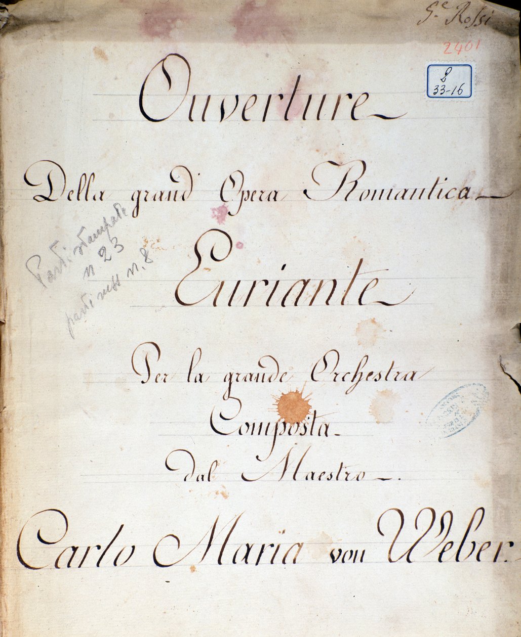 Etukappale Carl von Weberin oopperasta "Euryanthe" (litho) tekijältä Italian School