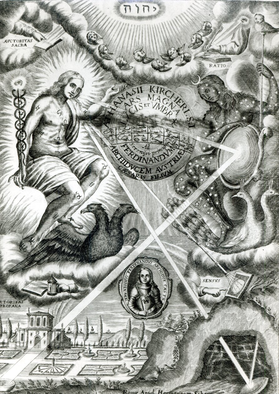 Ars Magna Lucis et Umbrae -elokuva, Athanasius Kircher (1601-80) Rooma, 1646 tekijältä Italian School