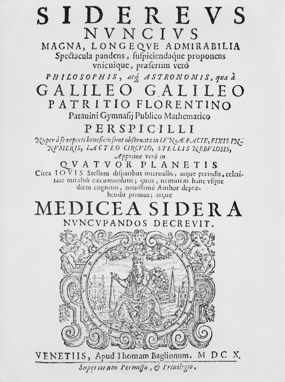 Galileo Galilein esikuva Sidereus Nunciukselle, 1610 tekijältä Italian School