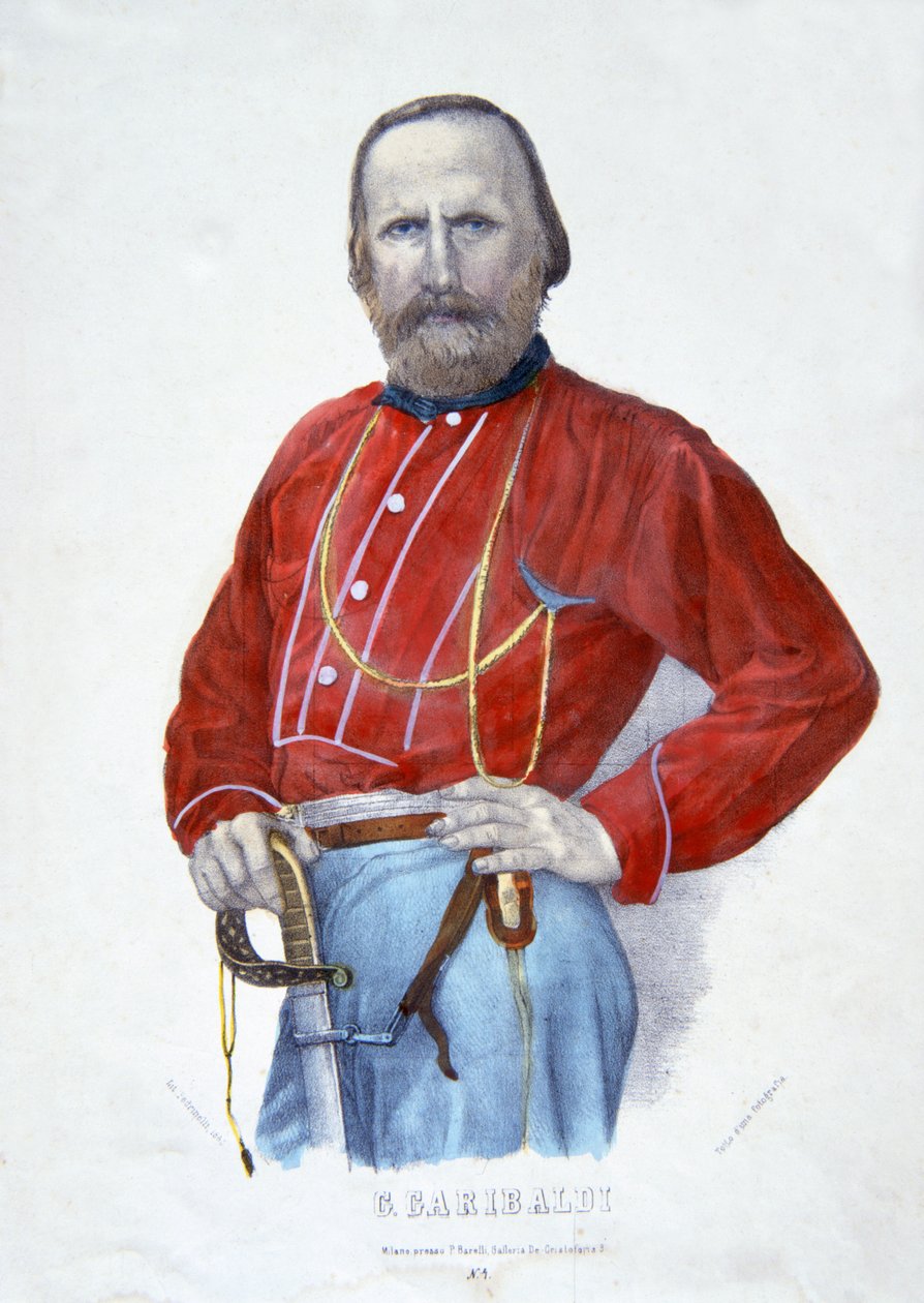 Garibaldi, kuvitus Italian historiasta tekijältä Italian School