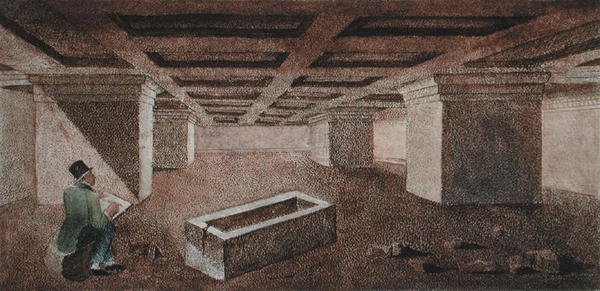 Grotta del Cardinale, kuvitus Francesco Inghiramin (1772-1846) "Etruscan Monuments" -kirjasta, julkaistu Fiesolessa tekijältä Italian School