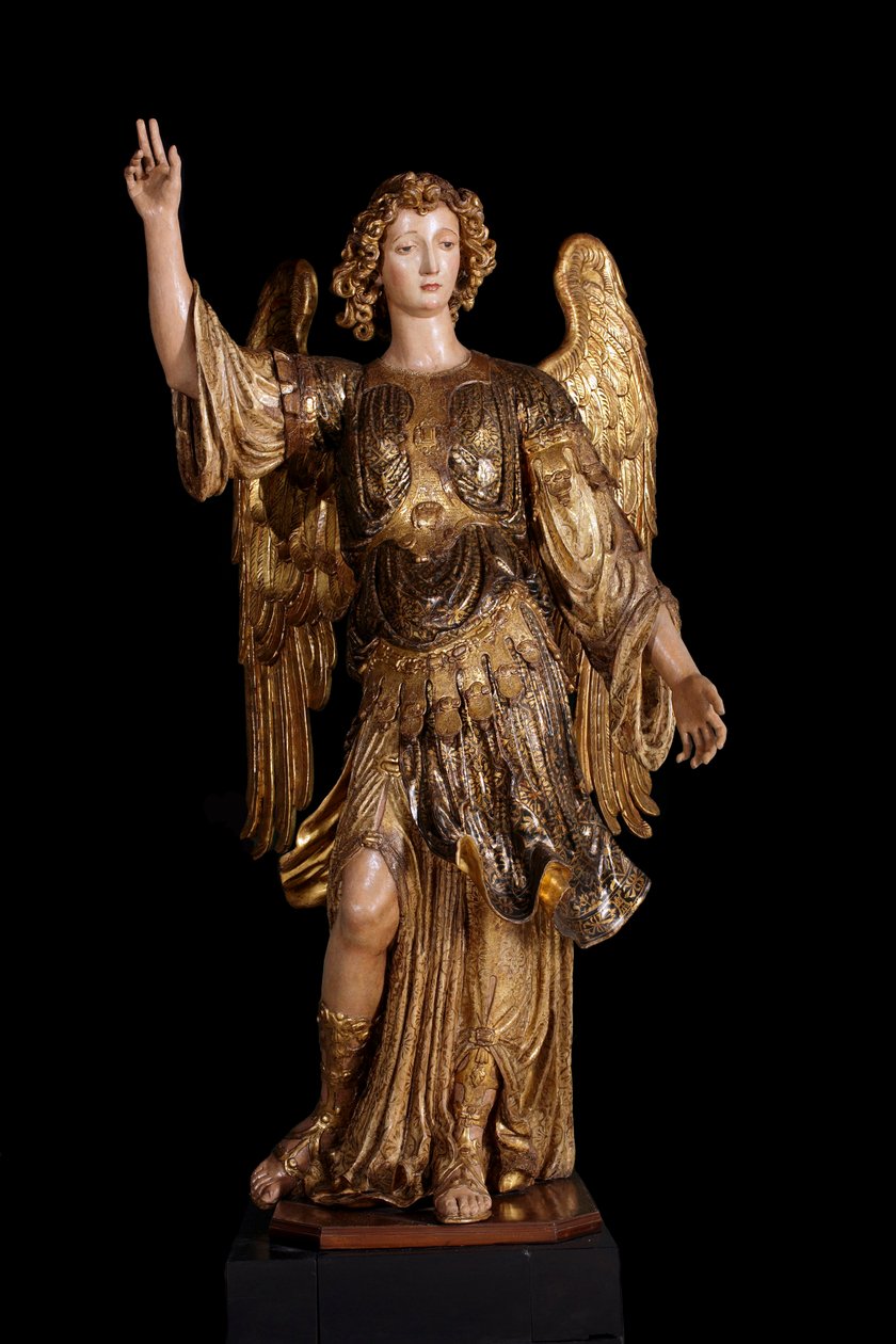 Guardian Angel (puuveistos, maalaus ja kulta tekijältä Italian School