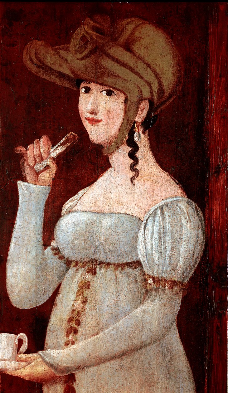 Käsintehty suklaa: maistelua. Anonyymi kyltin maalaus. 1875-1900 Milano, museo di Milano tekijältä Italian School