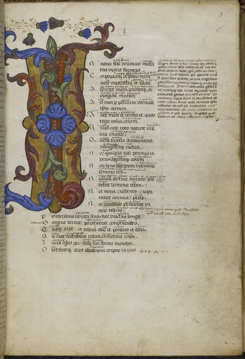 Harley 2769, f.3 Koristeltu alkukirjain 