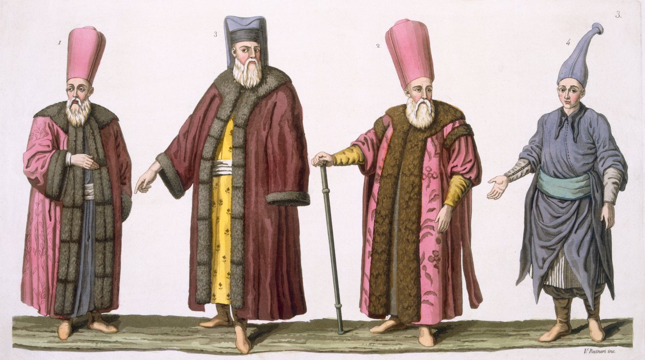 Haaremin päämies, Harem Ushers -kapteeni, Harem Usher ja Pageboy, levy 3 osasta III, Kansojen historian osa I, kaiverrus V. Raineri (akvatinta) tekijältä Italian School