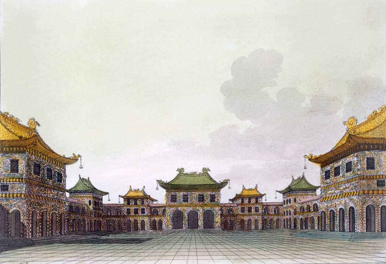 Rikkaan yksilön koti Pekingissä, noin 1820-30-luvuilla tekijältä Italian School