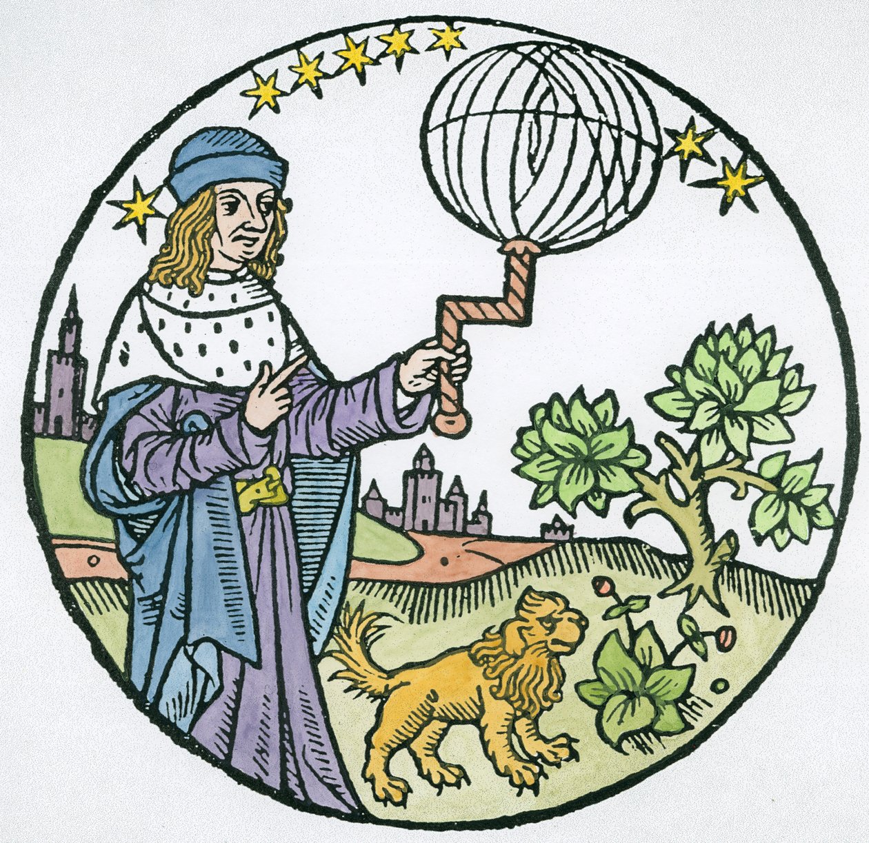 Aristoteleen (384-322 eKr.) ihanteellinen muotokuva, kopio kuvasta Aristoteles cum Leonardi Aretini Commentariis, Venetsia 1516, käytetty Taikuuden historiassa, julkaistu 1800-luvun lopulla (la) tekijältä Italian School