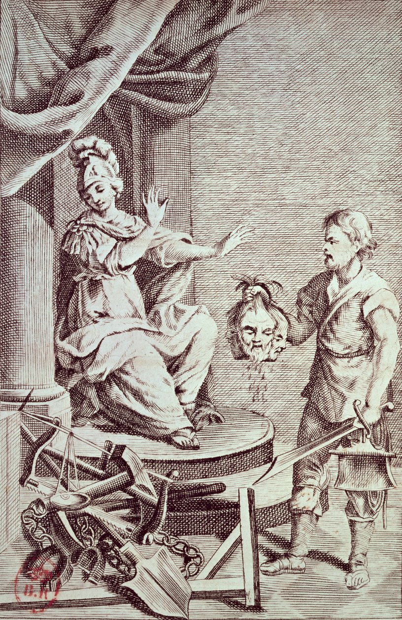 Kuvitus Cesare Bonesanan (1738-94) Marquis de Beccaria teoksesta "Dei Delitti e delle Pene" tekijältä Italian School