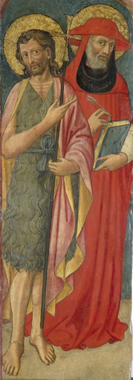 Johannes Kastaja ja Pyhä Hieronymus, n. 1430 (tempera poppelipuulla) tekijältä Italian School