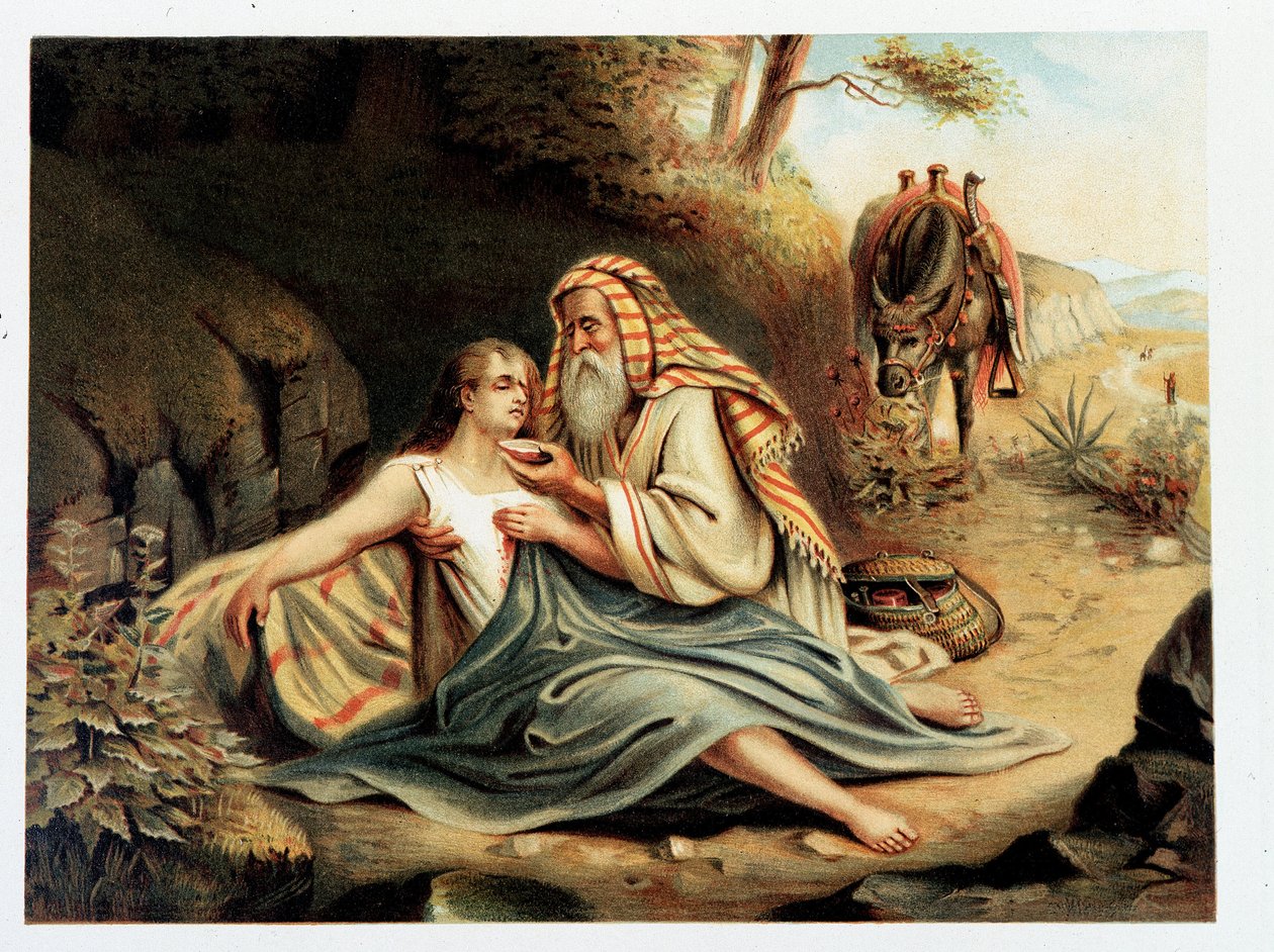 Le Bon Samaritan - kirjassa "" Kultainen klassikko Raamattu: jumalallisen ilmestyksen historia muinaisessa ja uudessa pyrkimyksessä" Giovanni Ladislao Sykora (osa 2), kääntäjä Don Clemente Benetti. (Italialainen Raamattu) tekijältä Italian School