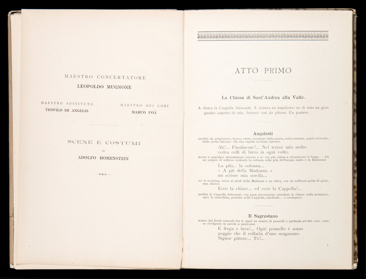 Giacomo Puccinin Toscan libretto, Ricordi Edition, Italia tekijältä Italian School