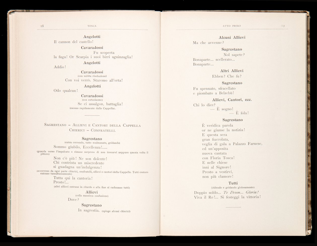 Giacomo Puccinin Toscan libretto, Edition Ricordi, Italia tekijältä Italian School