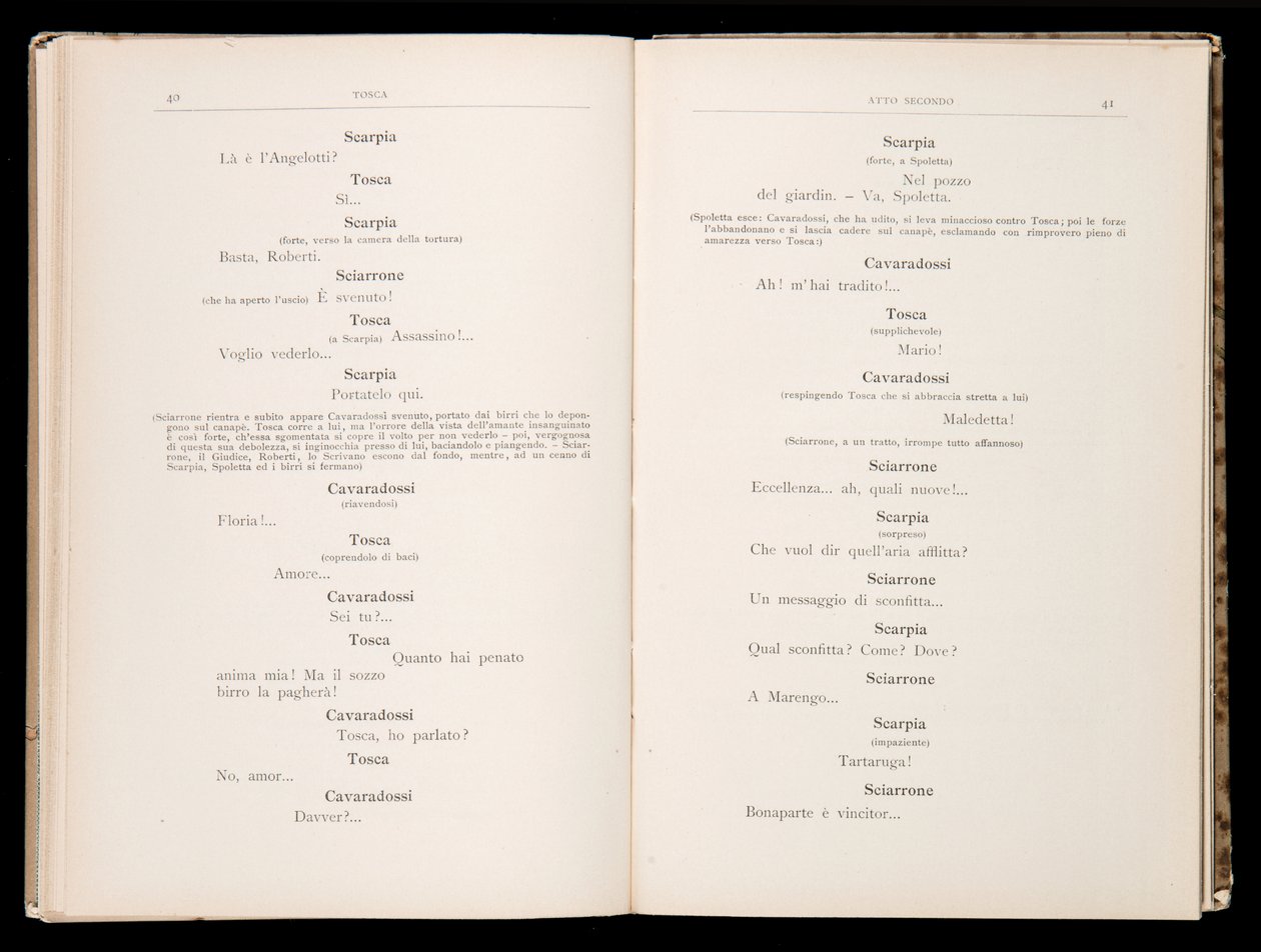 Giacomo Puccinin Toscan libretto, Edition Ricordi, Italia tekijältä Italian School