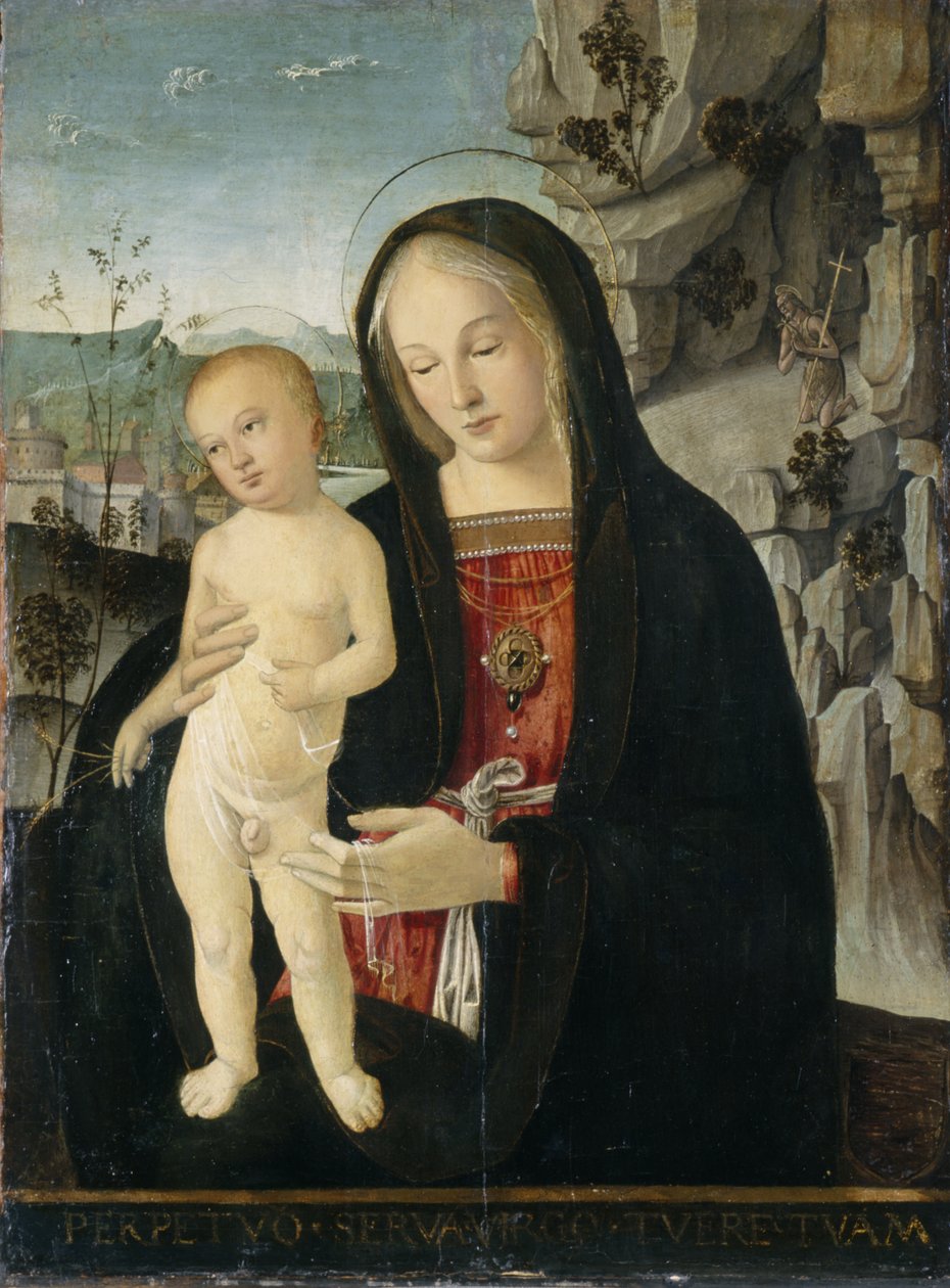 Madonna ja lapsi, n.1500 (tempera poppelipuulla) tekijältä Italian School