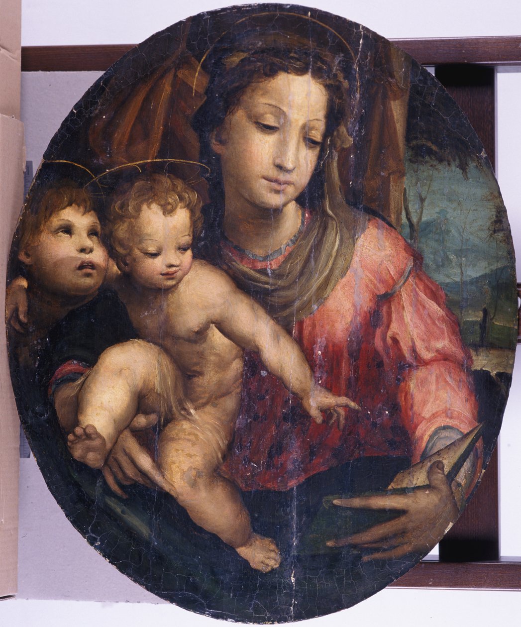 Madonna ja lapsi Johannes Kastajan kanssa, 1546-55 (öljy mäntypuulle) tekijältä Italian School