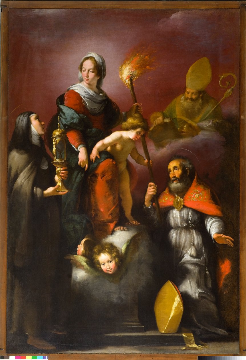 Madonna lapsen ja pyhien kanssa Clare, Ambrose ja Erasmus, n. 1625 tekijältä Italian School