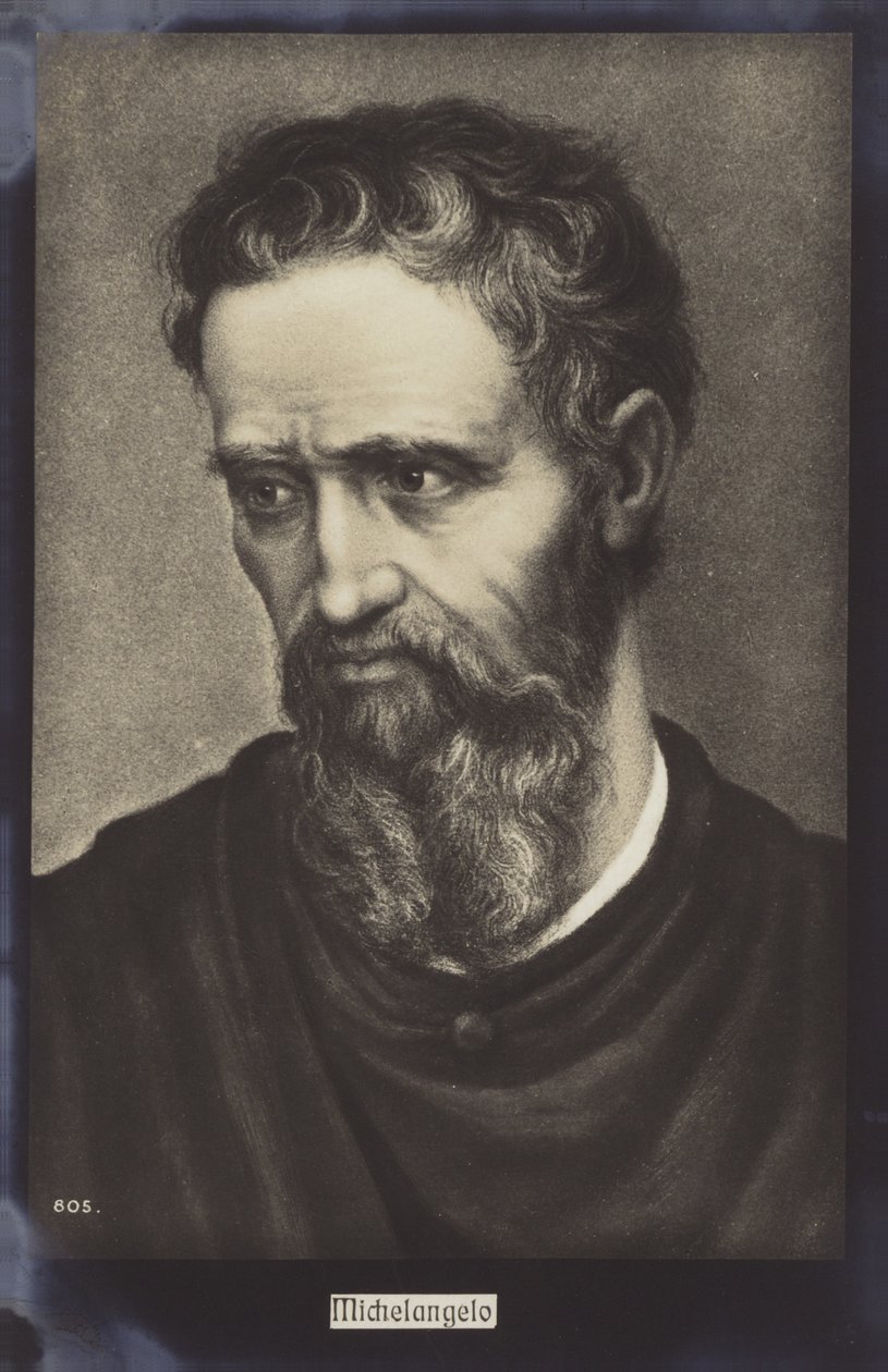 Michelangelo, italialainen kuvanveistäjä, taidemaalari ja arkkitehti (litografia) tekijältä Italian School